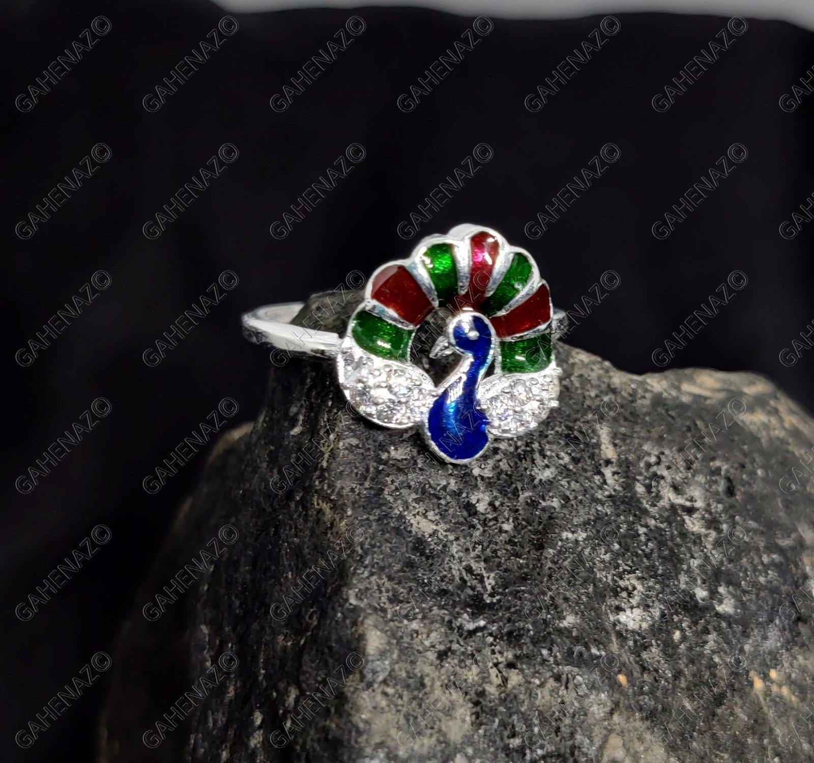 Dancing Peacock Finger Ring view 2