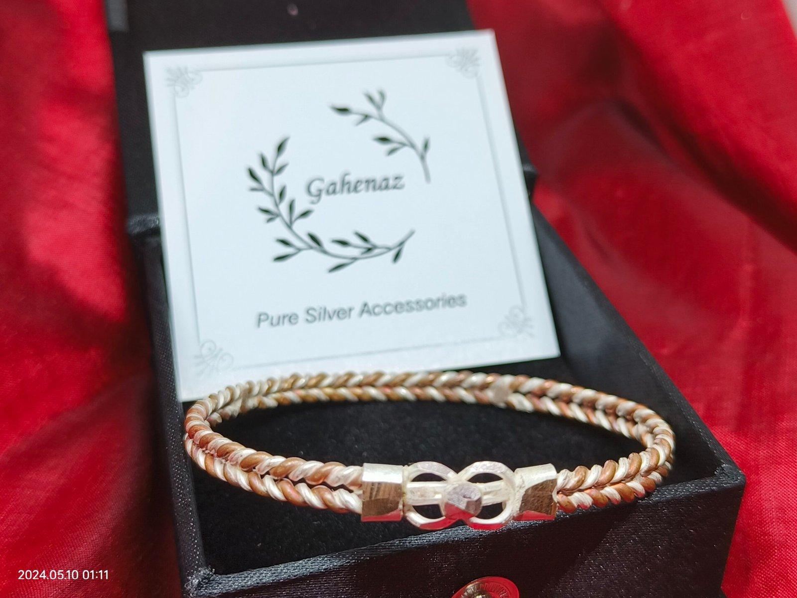 Gahenaz Silver Copper Kada / Noa / Loha / 2 Metal Bangle view 3