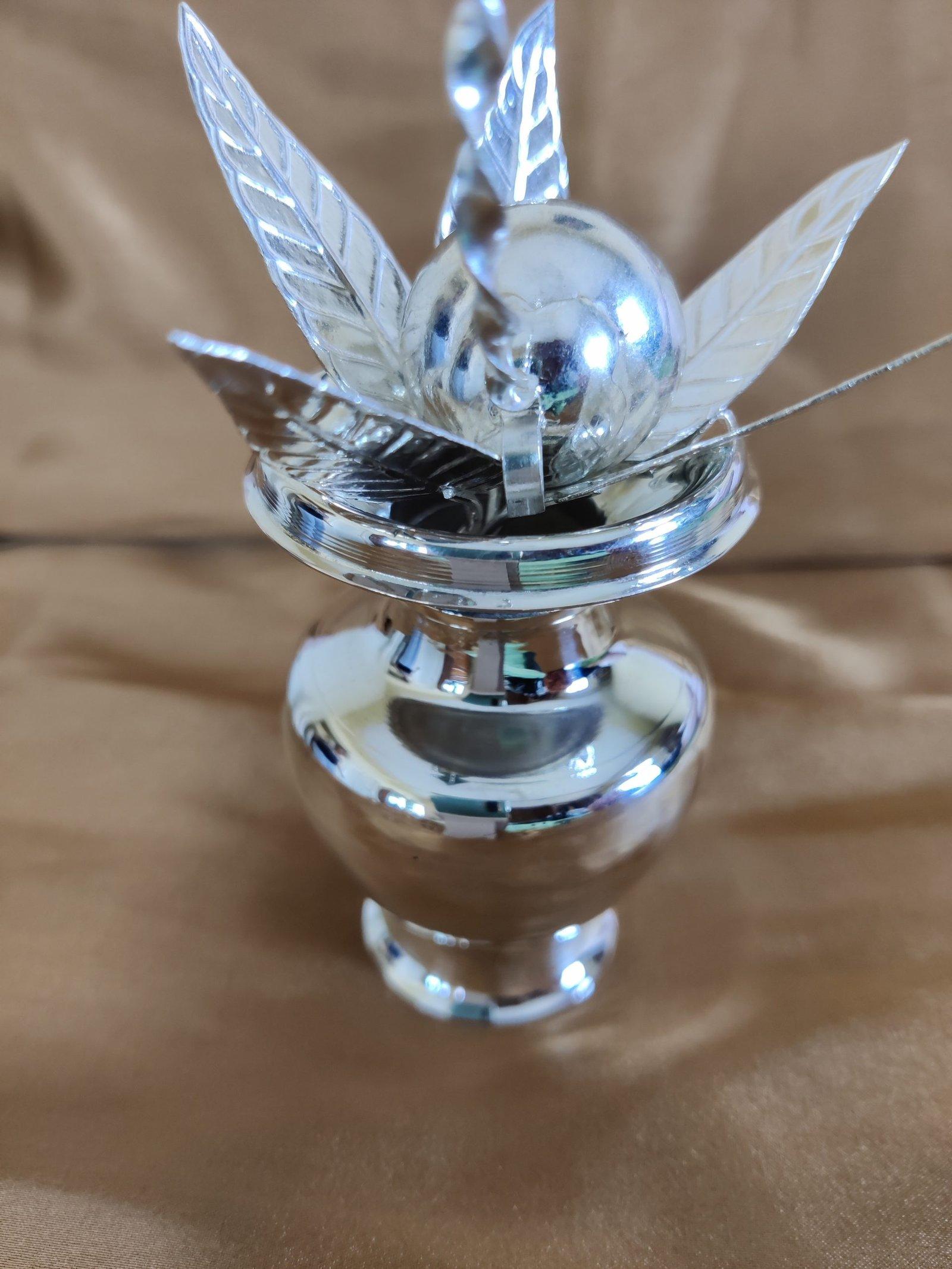 Gahenaz Silver Devi Ghot+ Mango Leaves+Green Coconut Set view 2