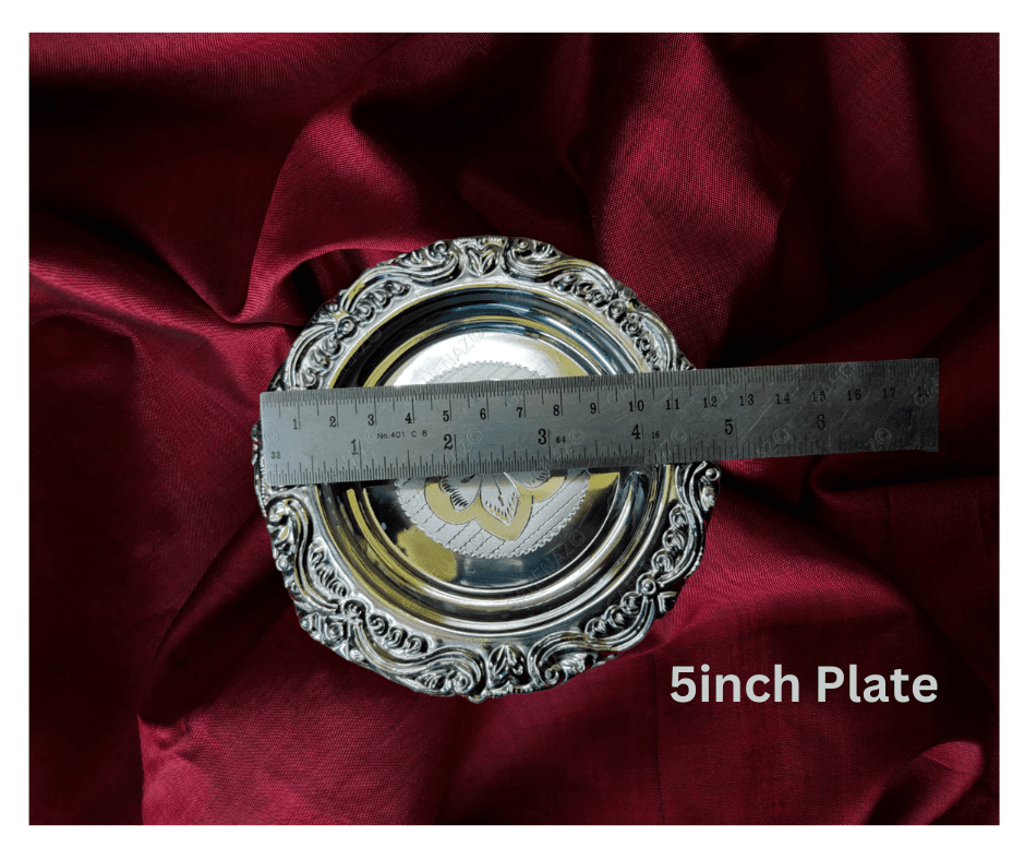 Gahenaz Silver Ethnic Naksha Thali / Plate / Thala view 5