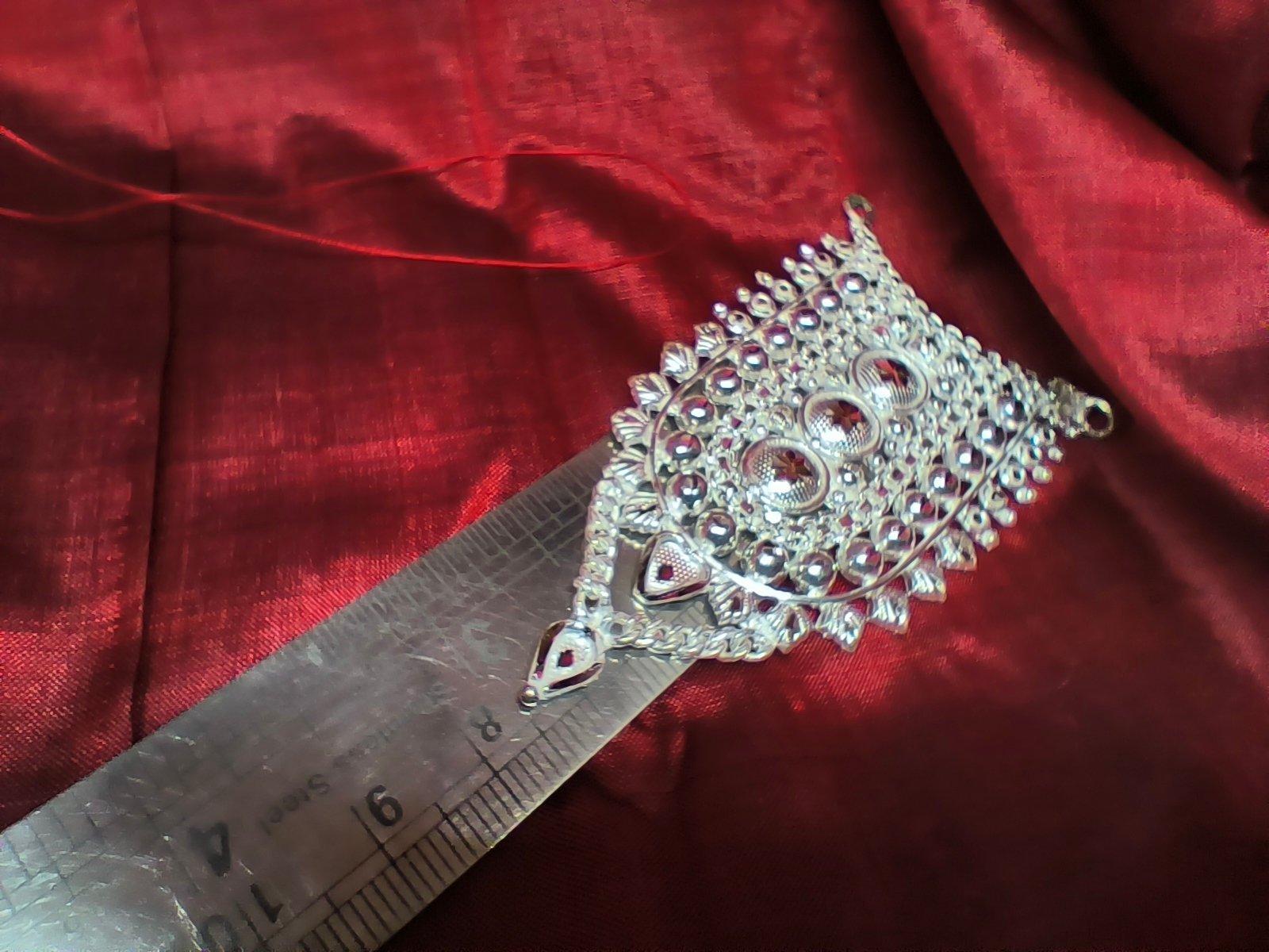 Gahenaz Silver Fancy Siring Necklace/ Bukpata / Kavasam for Idol view 5