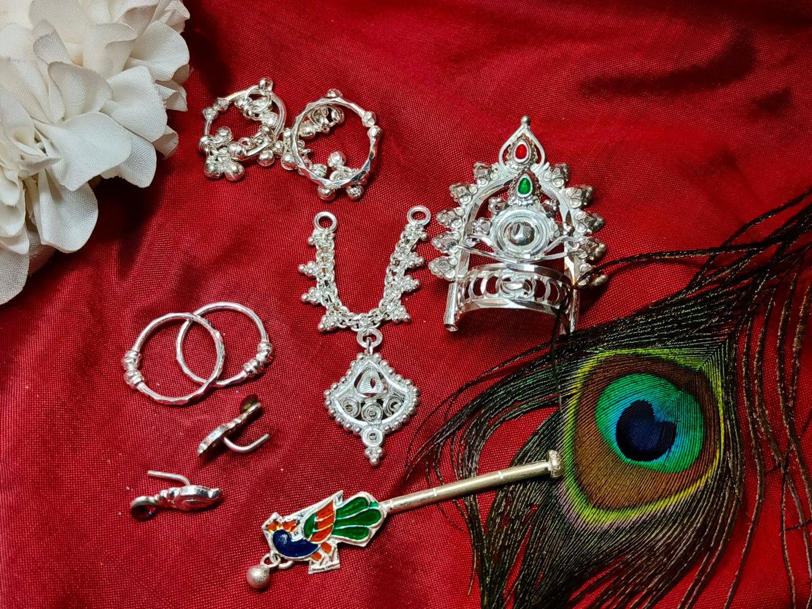 Gahenaz Silver Idol Raj Jewellery Set for Idol Laddu Gopal size 0-2 view 2