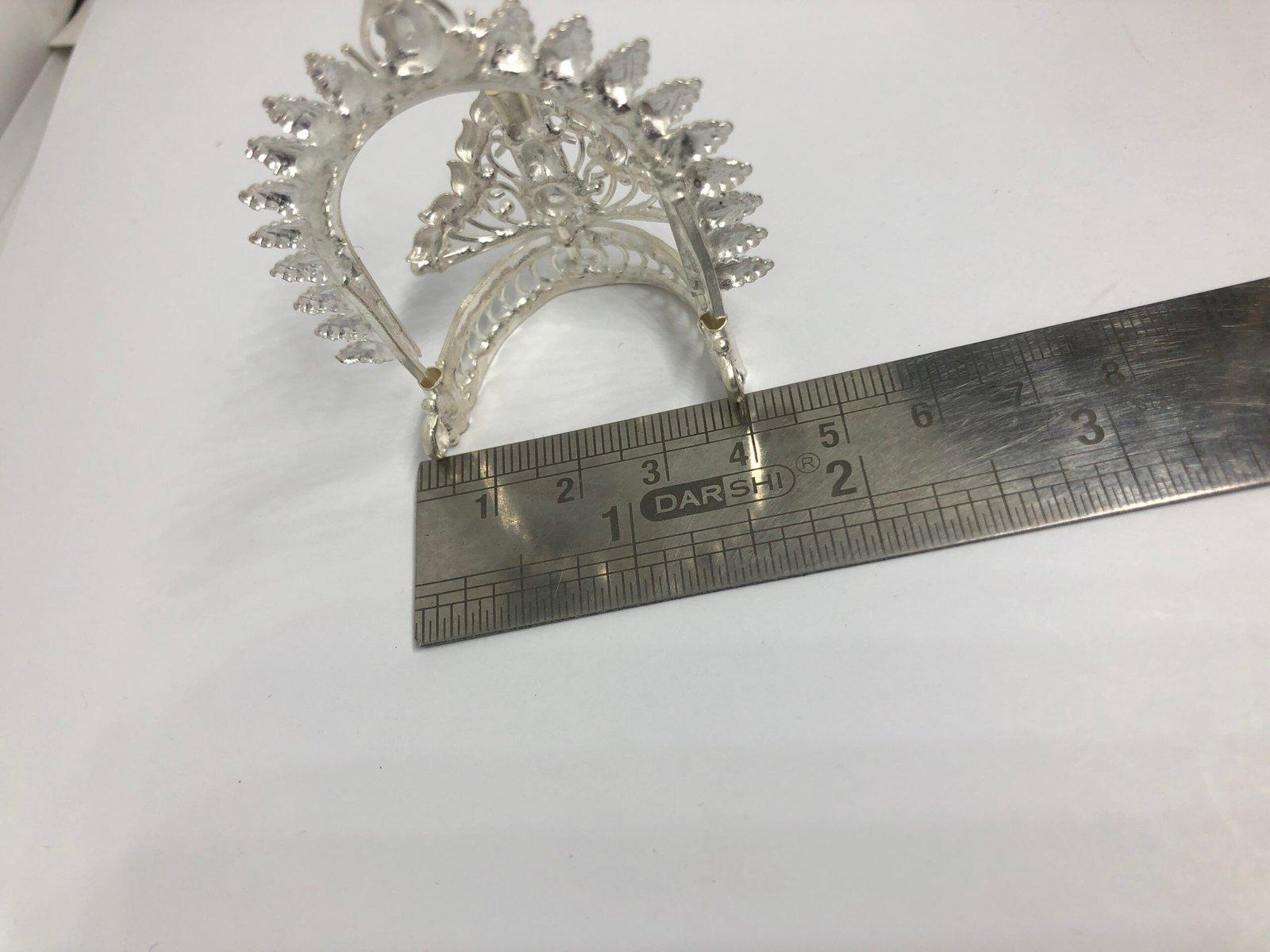 Gahenaz Silver Raj Mukut for Krishna/ Bal Gopal /Deity Crown view 6