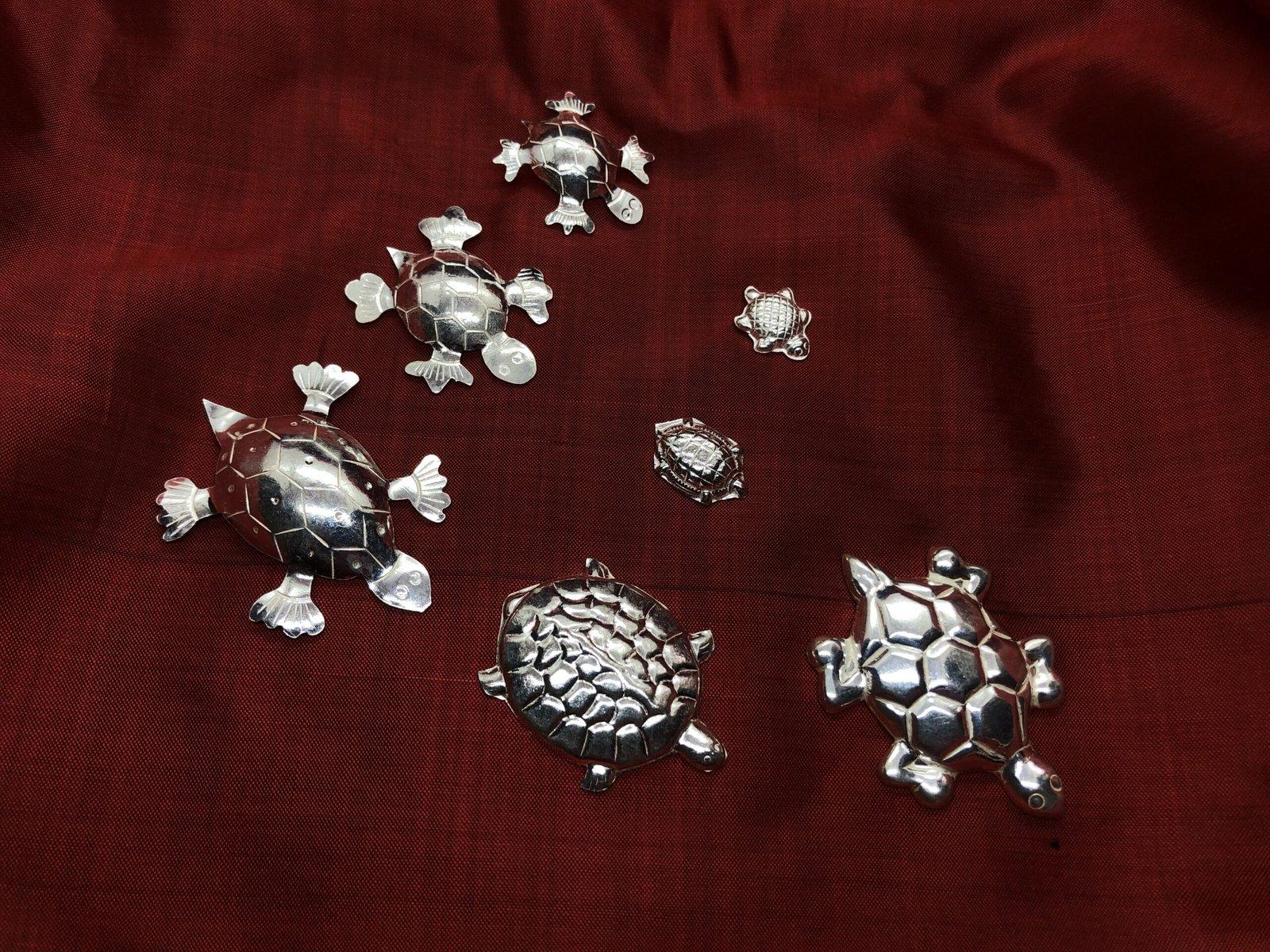 Gahenaz Silver Tortoise (Turtle) for Home Temple, Divine God Idol for Pooja Room, Vastu Feng Shui Good Luck Prosperity & Wealth Home Décor view 1