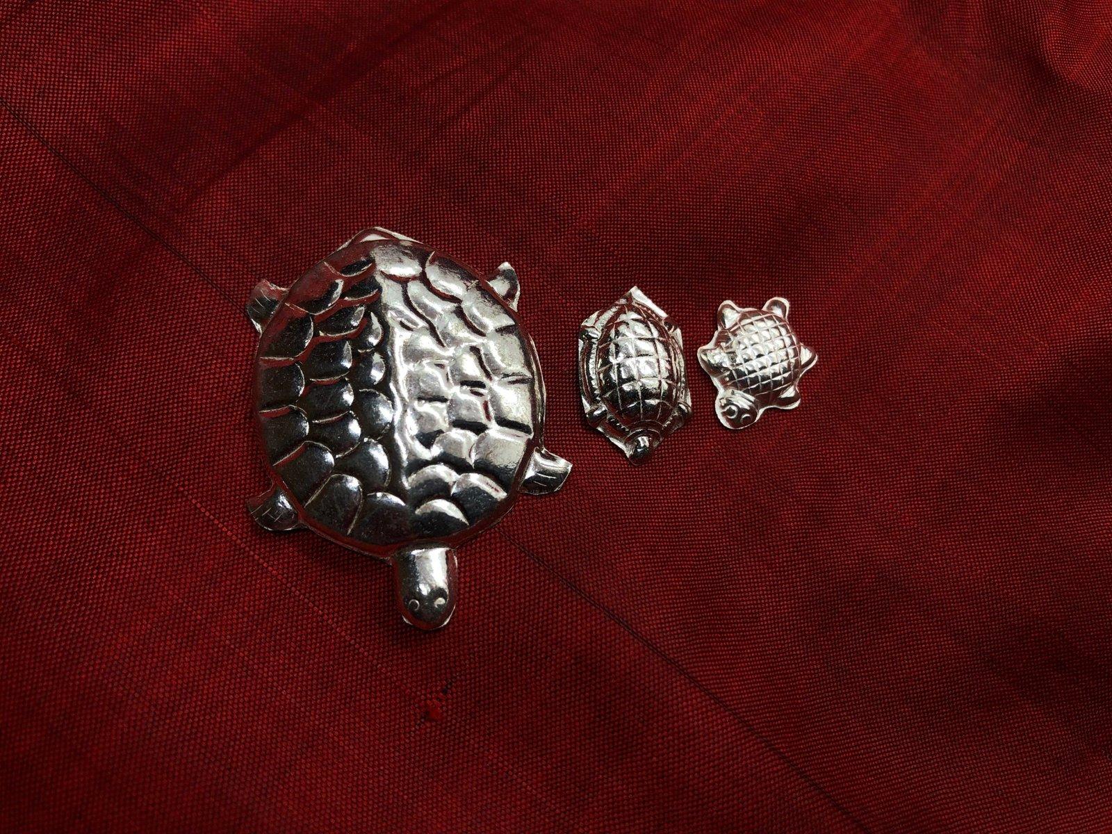 Gahenaz Silver Tortoise (Turtle) for Home Temple, Divine God Idol for Pooja Room, Vastu Feng Shui Good Luck Prosperity & Wealth Home Décor view 3