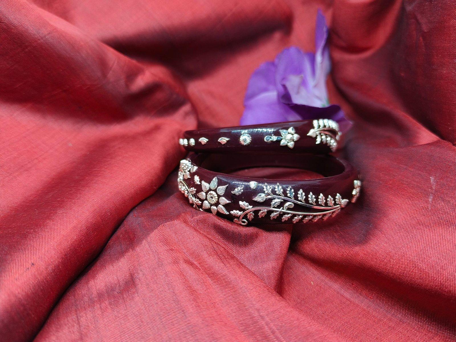 Mithi Silver Pola/Pola Badhano Dark Coffee Brown Size 2.5 view 3