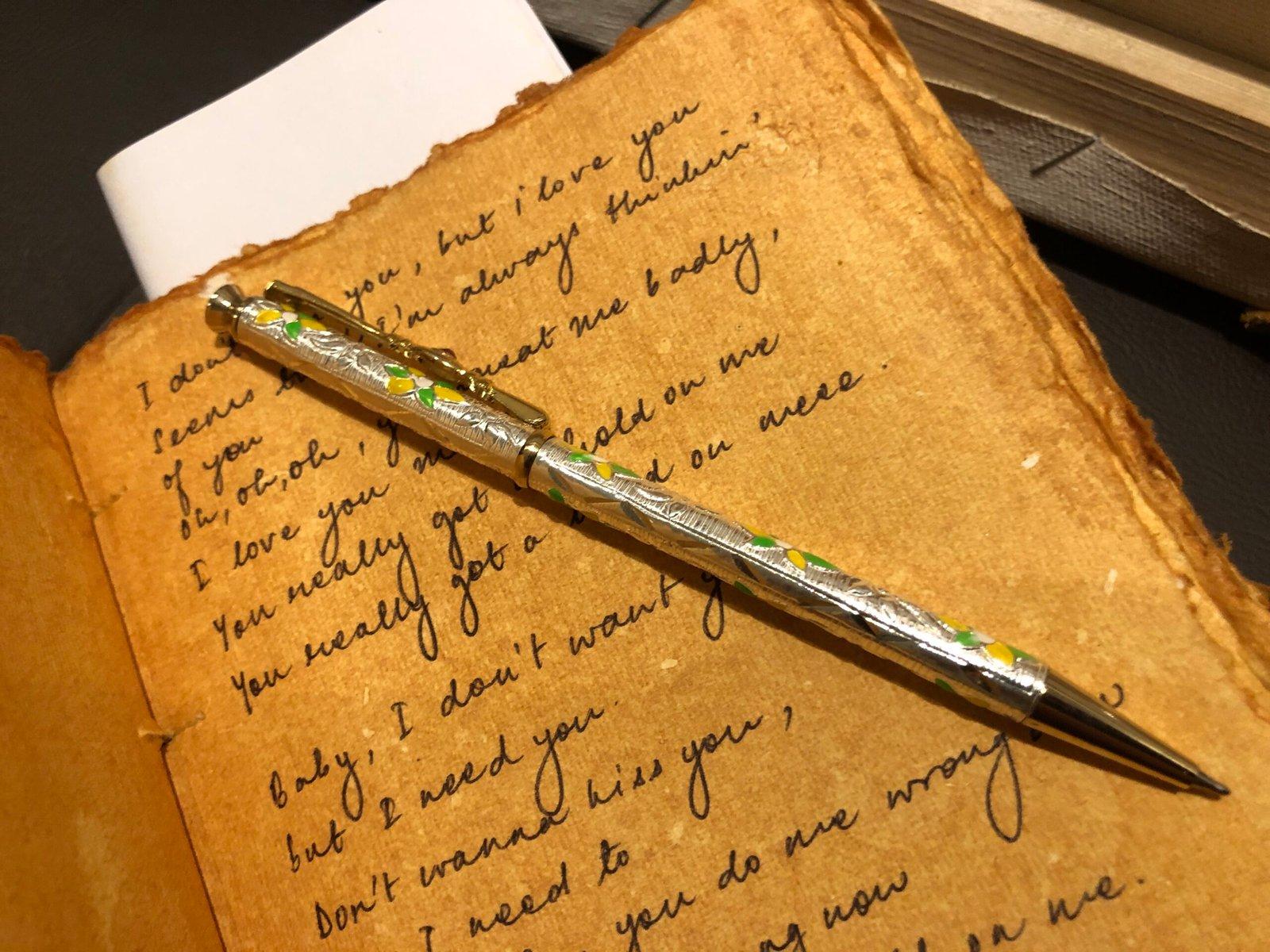 Pure Silver Meena Pen view 3