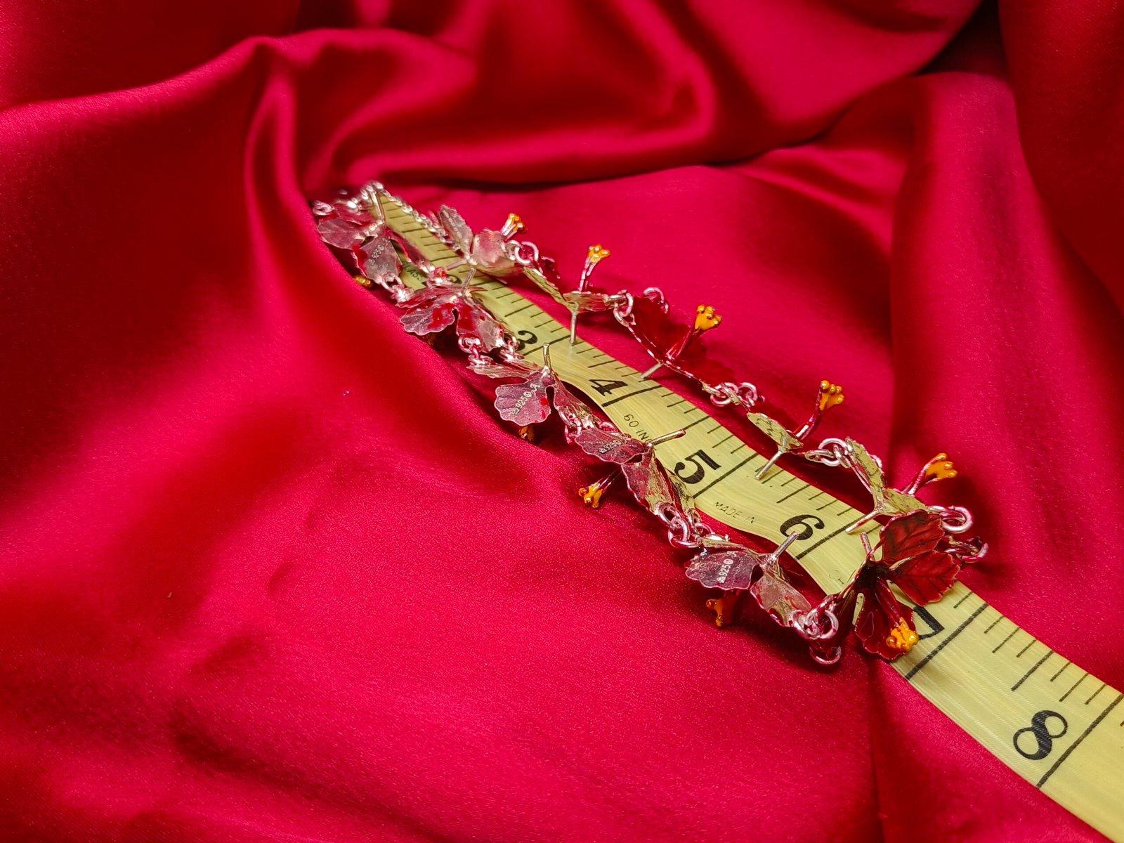 Red Meena Joba / 1inch Hibiscus Flower Garland (Mala) for Idol view 4