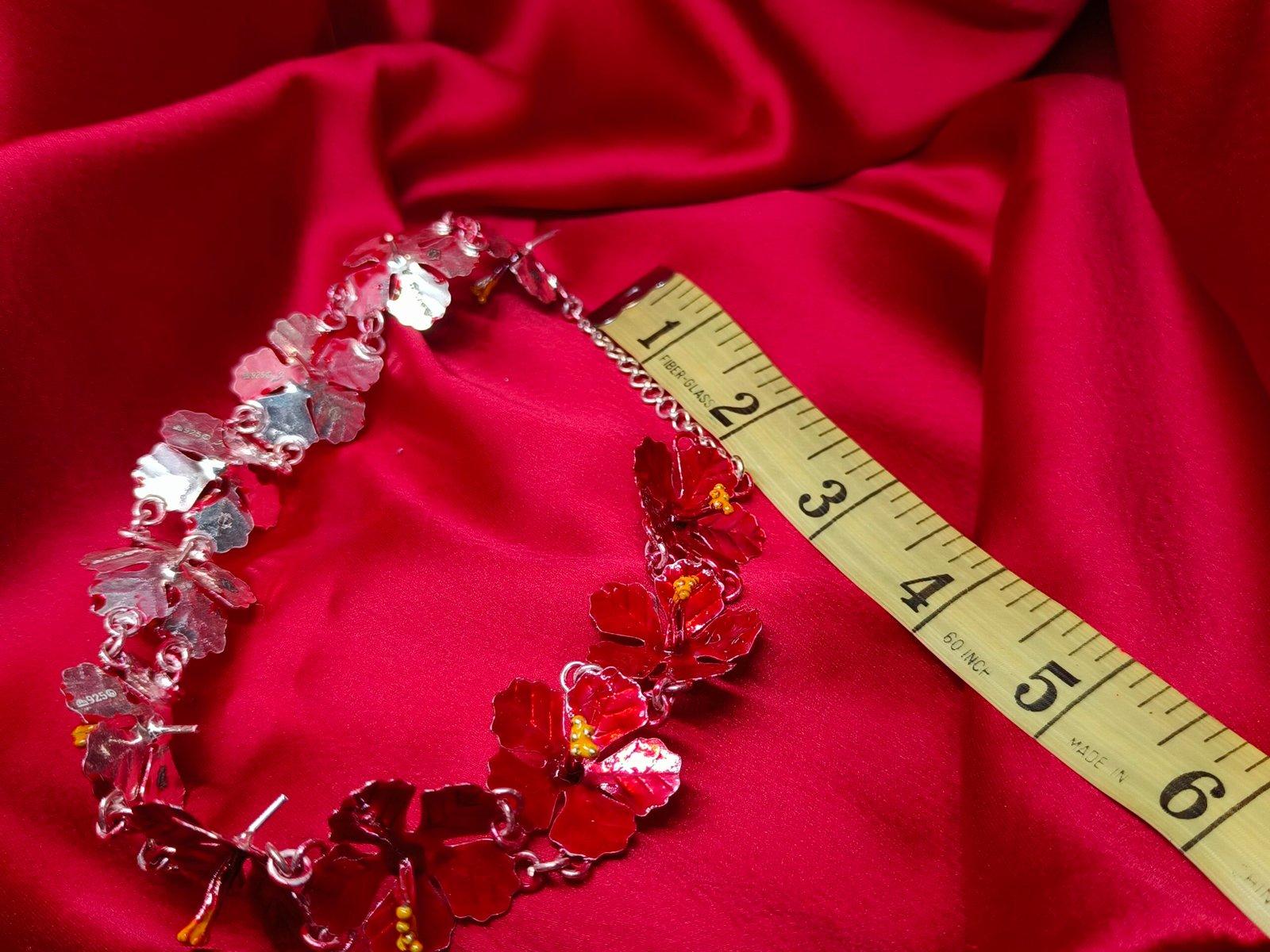 Red Meena Joba / 1inch Hibiscus Flower Garland (Mala) for Idol view 5