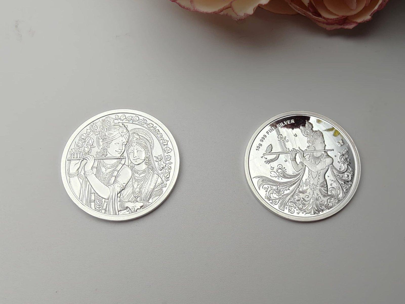 Silver Coin Radha Krishna view 2