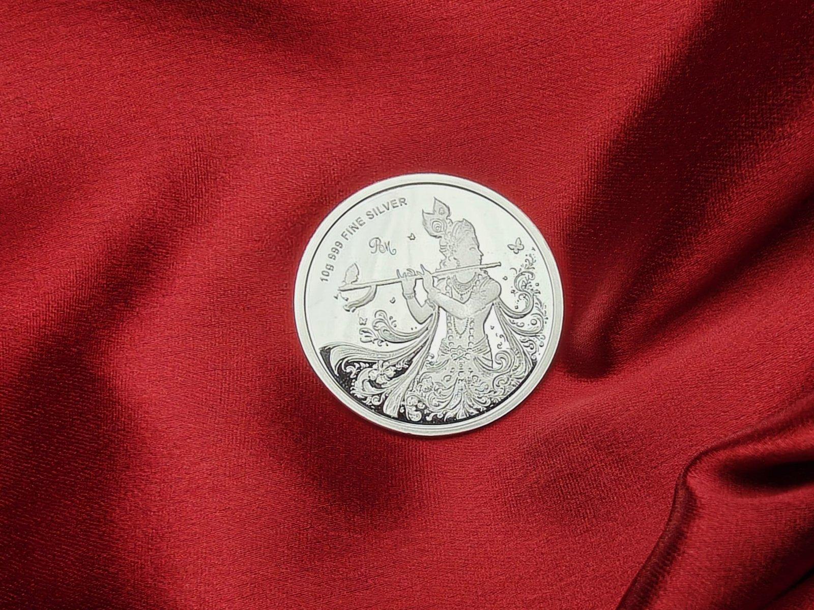 Silver Coin Radha Krishna view 4