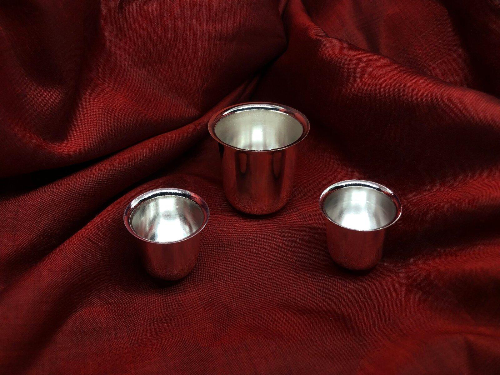 Silver Plate / thali and Glass for daily Puja Bhog view 5