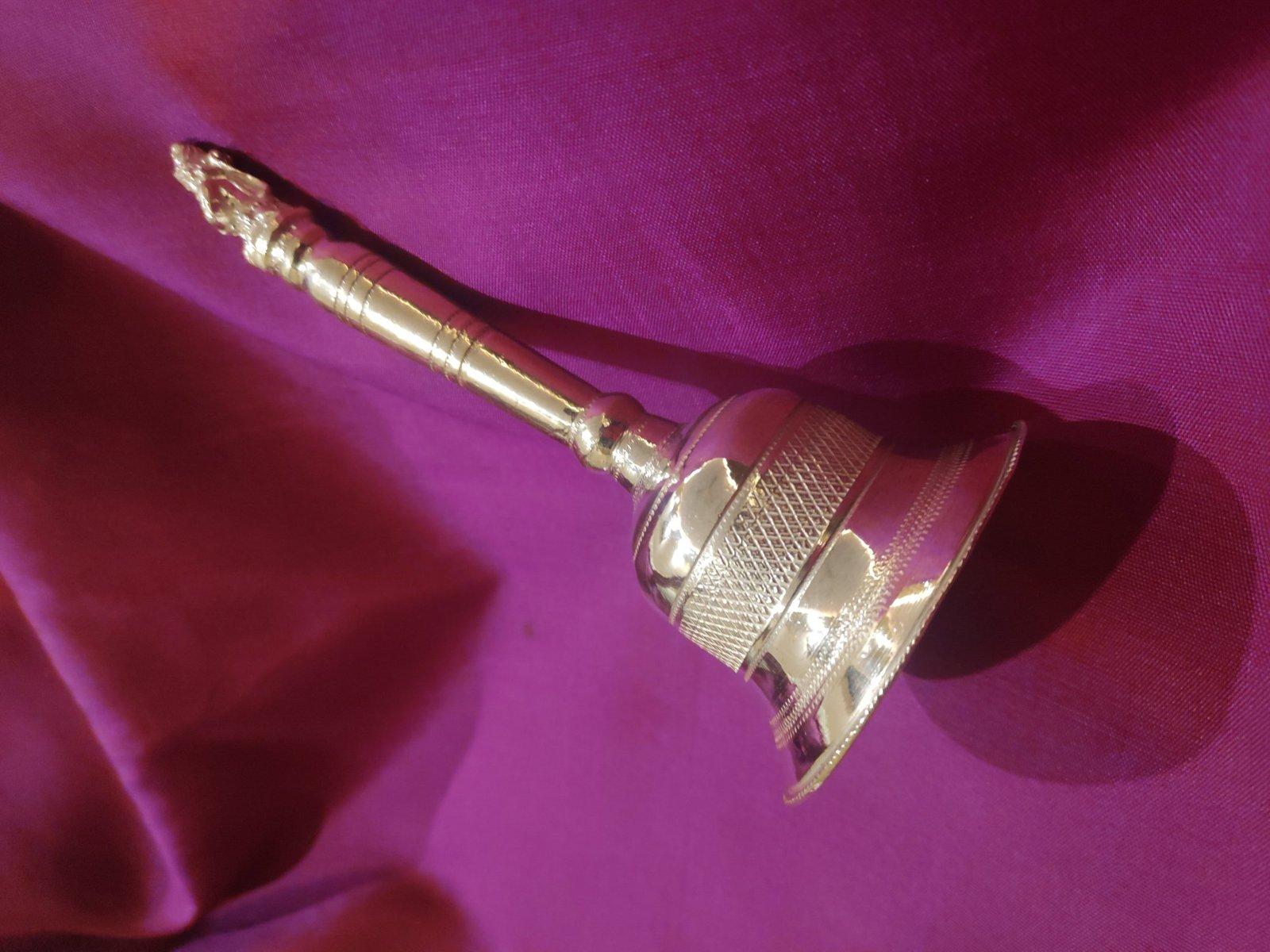 Silver Pujar Ghonta/ Aarti Bell/Ghanti Religious and Spiritual Pooja Articles view 3