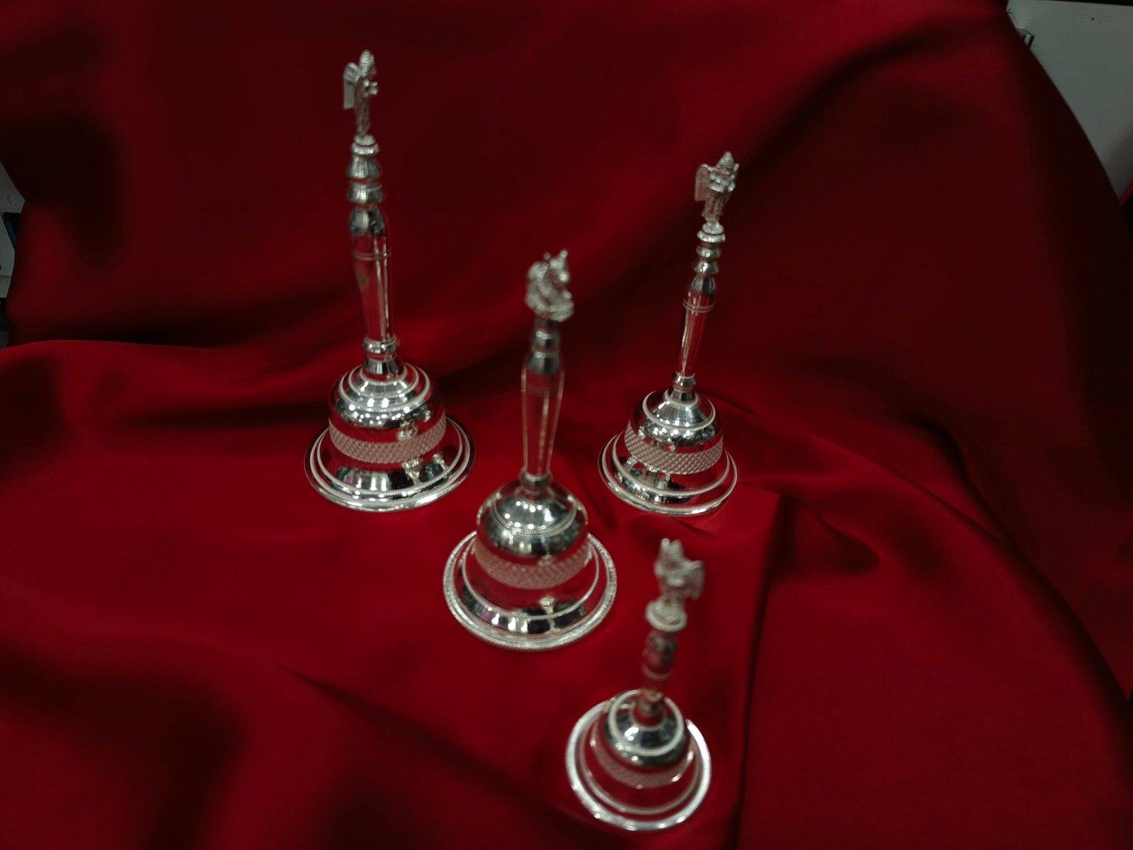 Silver Pujar Ghonta/ Aarti Bell/Ghanti Religious and Spiritual Pooja Articles view 4