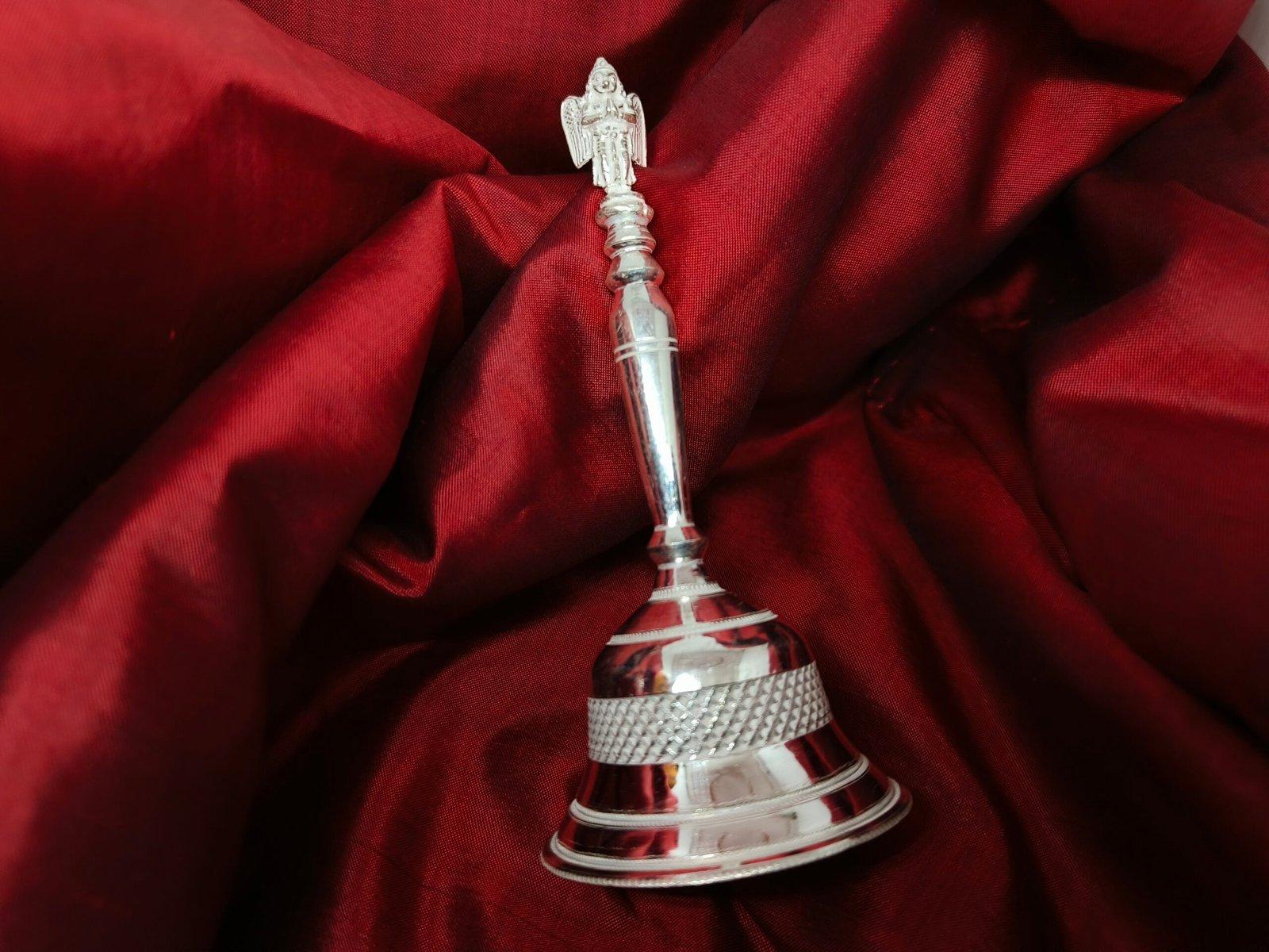 Silver Pujar Ghonta/ Aarti Bell/Ghanti Religious and Spiritual Pooja Articles view 7
