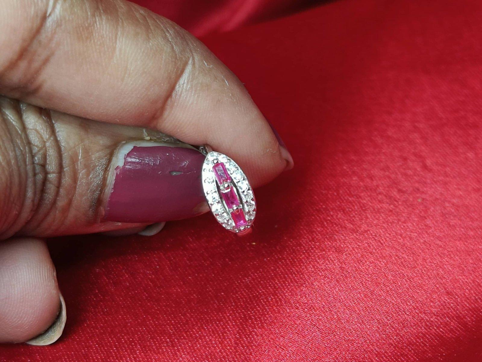 Silver Zircon Hoop Earrings view 5