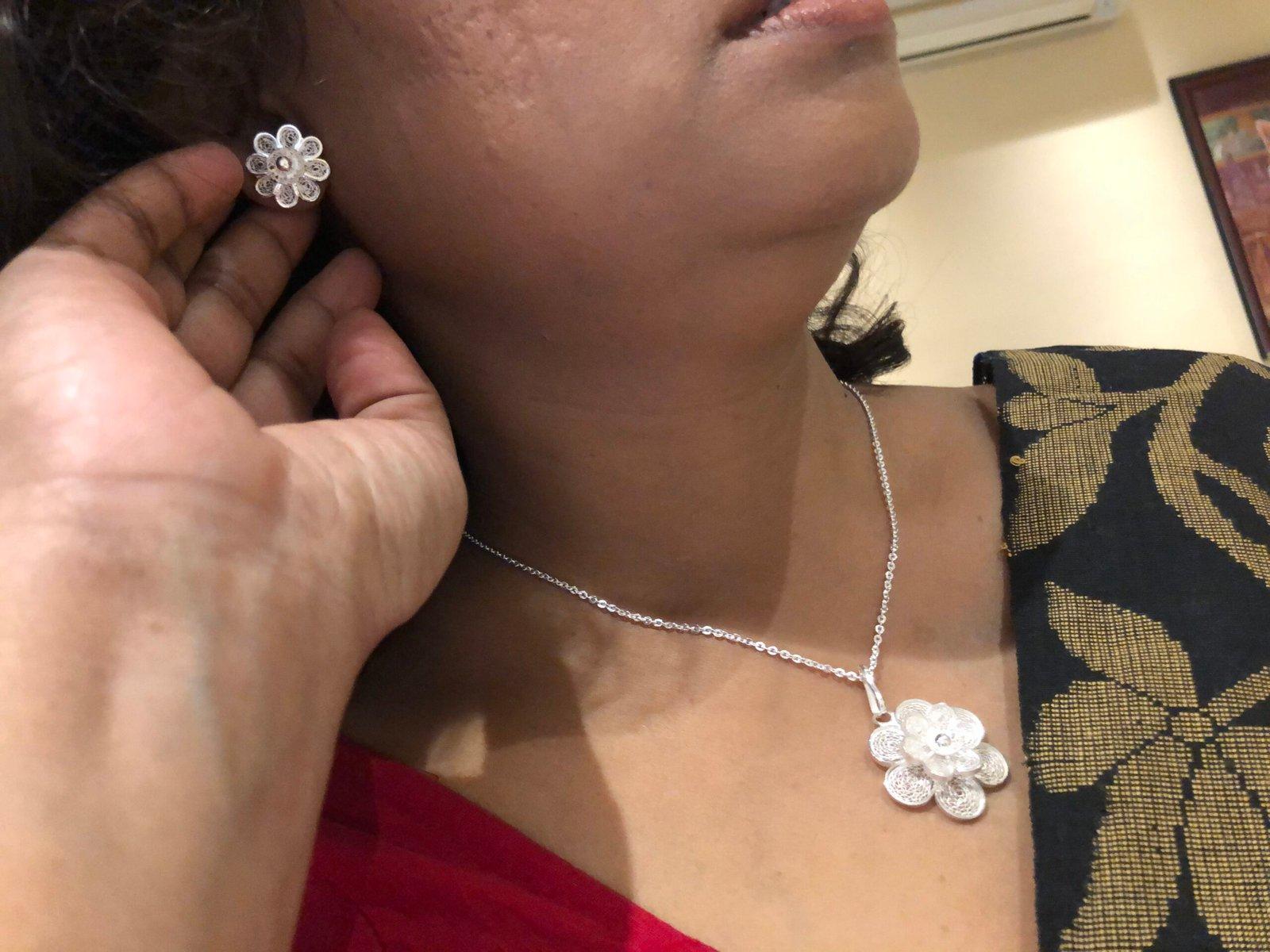 Ubika Filigree Pendant Earring set view 4