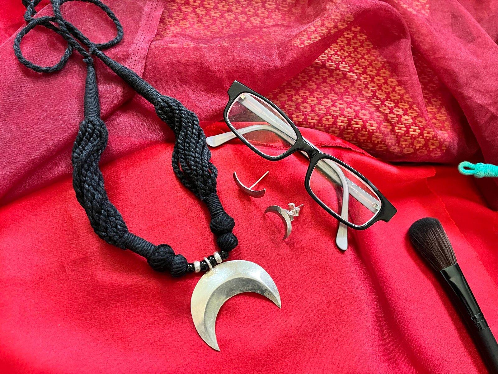 Upside down Moon Pendent Set