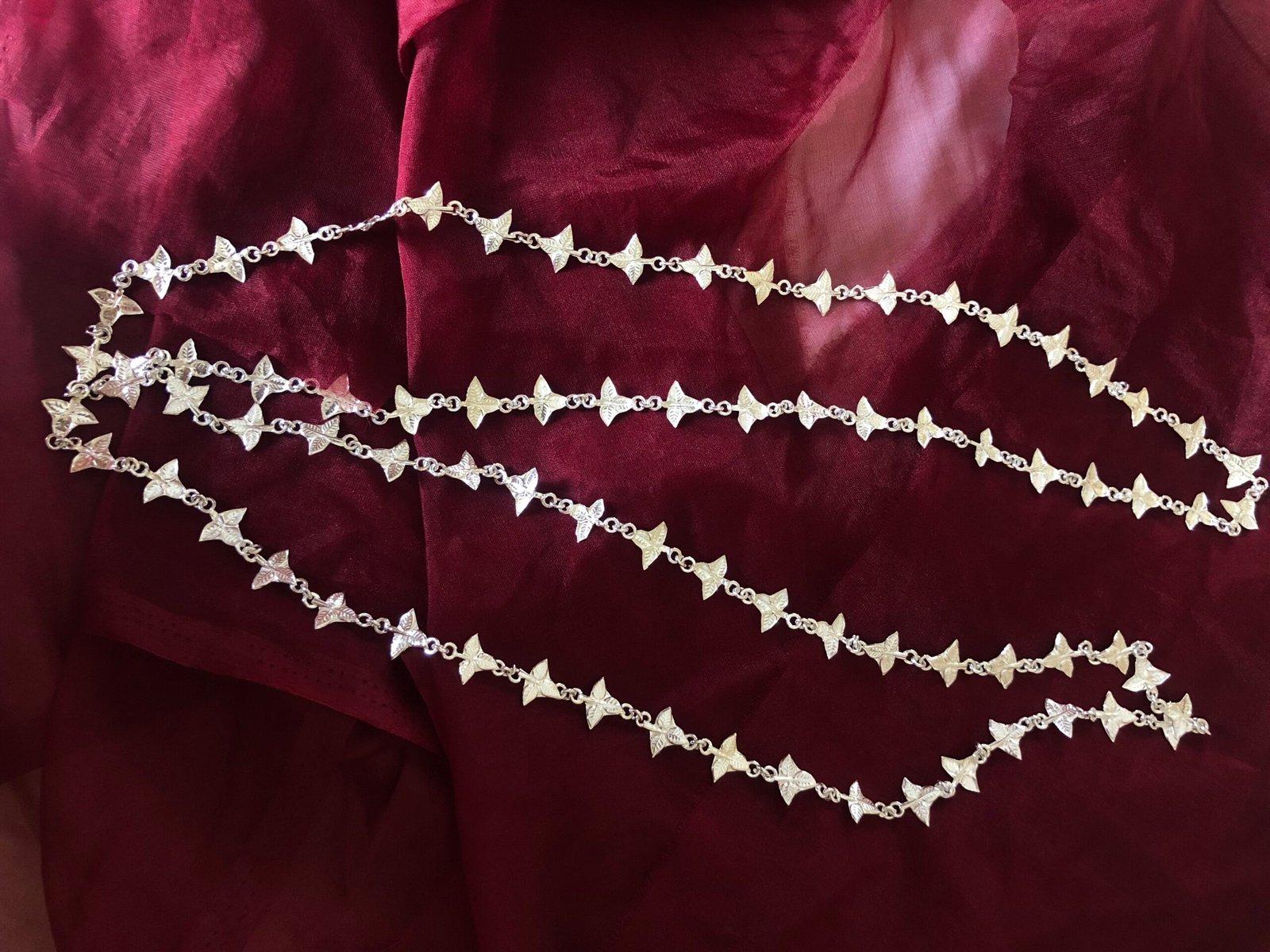 Adjustable Pure Silver Bel patra /Belpata /Bilva Leaves / Pathram Leaves Garland/Mala for Shiva Puja view 8