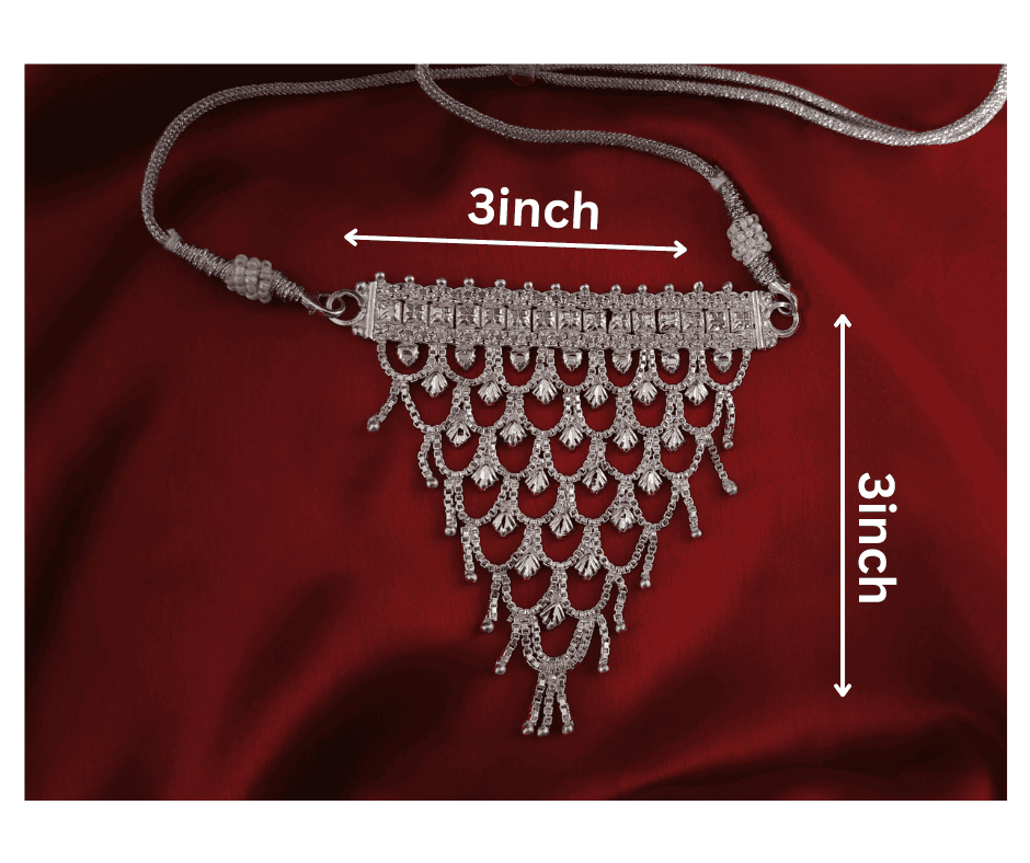 Gahenaz Silver Chik cum Necklace for Idol view 3