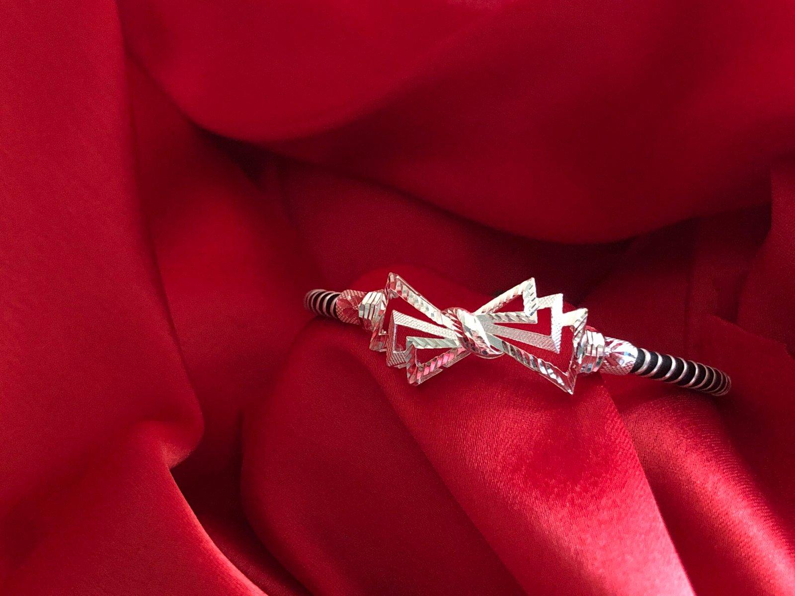 Gahenaz Silver Fulkari Loha / Noa / Iron Bangle / Kada 2.5,2.6