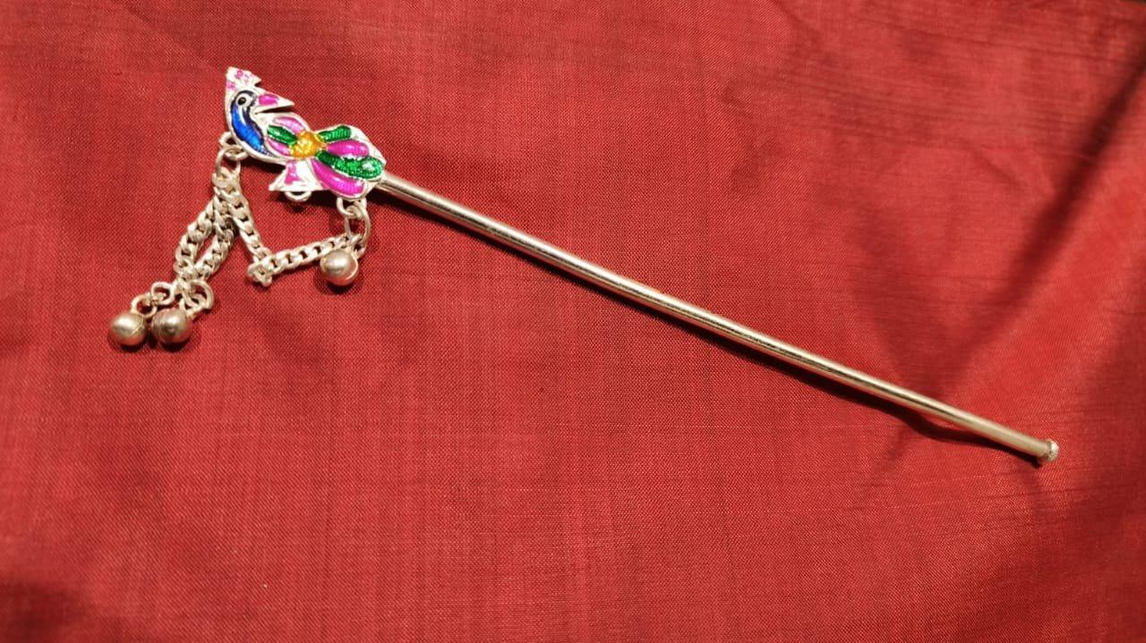 Gahenaz Silver Mayur / Peacock Meena Flute /Bashi for Krishna / Kanha view 2