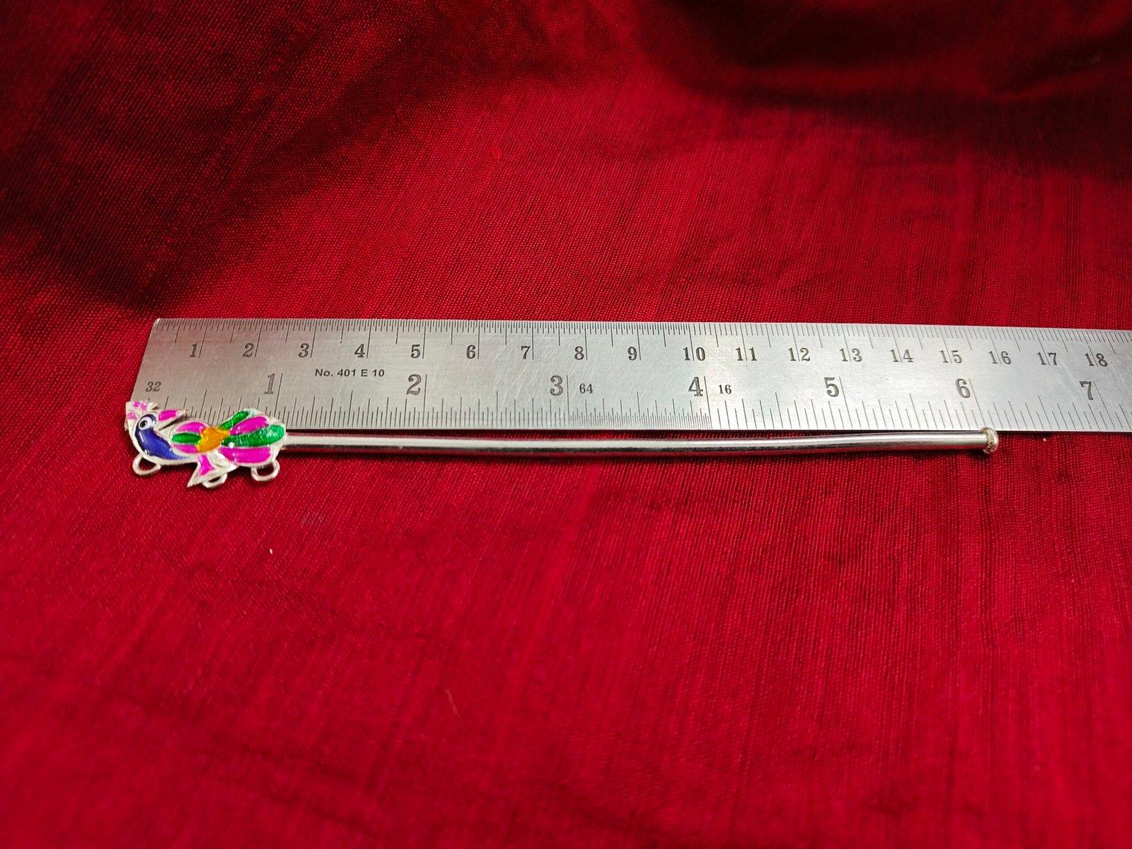 Gahenaz Silver Mayur / Peacock Meena Flute /Bashi for Krishna / Kanha view 3