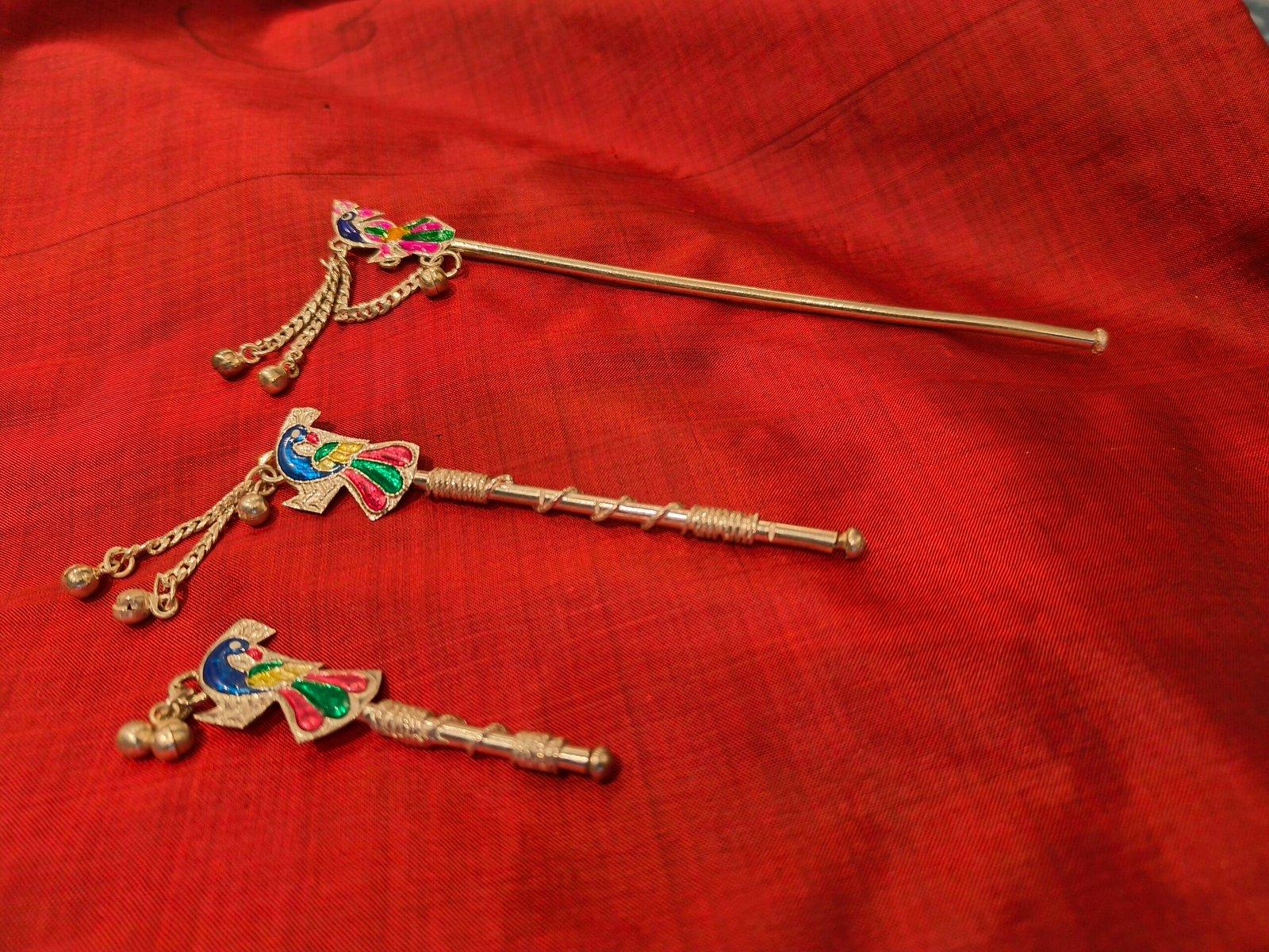 Gahenaz Silver Mayur / Peacock Meena Flute /Bashi for Krishna / Kanha view 5