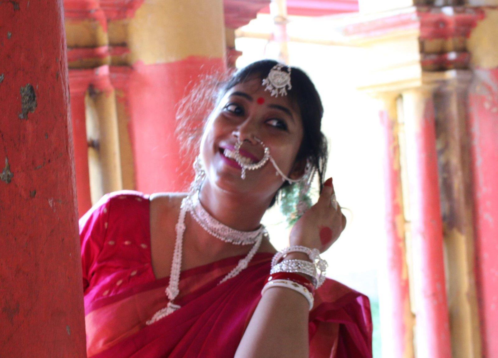 Gahenaz Silver Mrinalini Noth/Nose Ring with Chain view 3