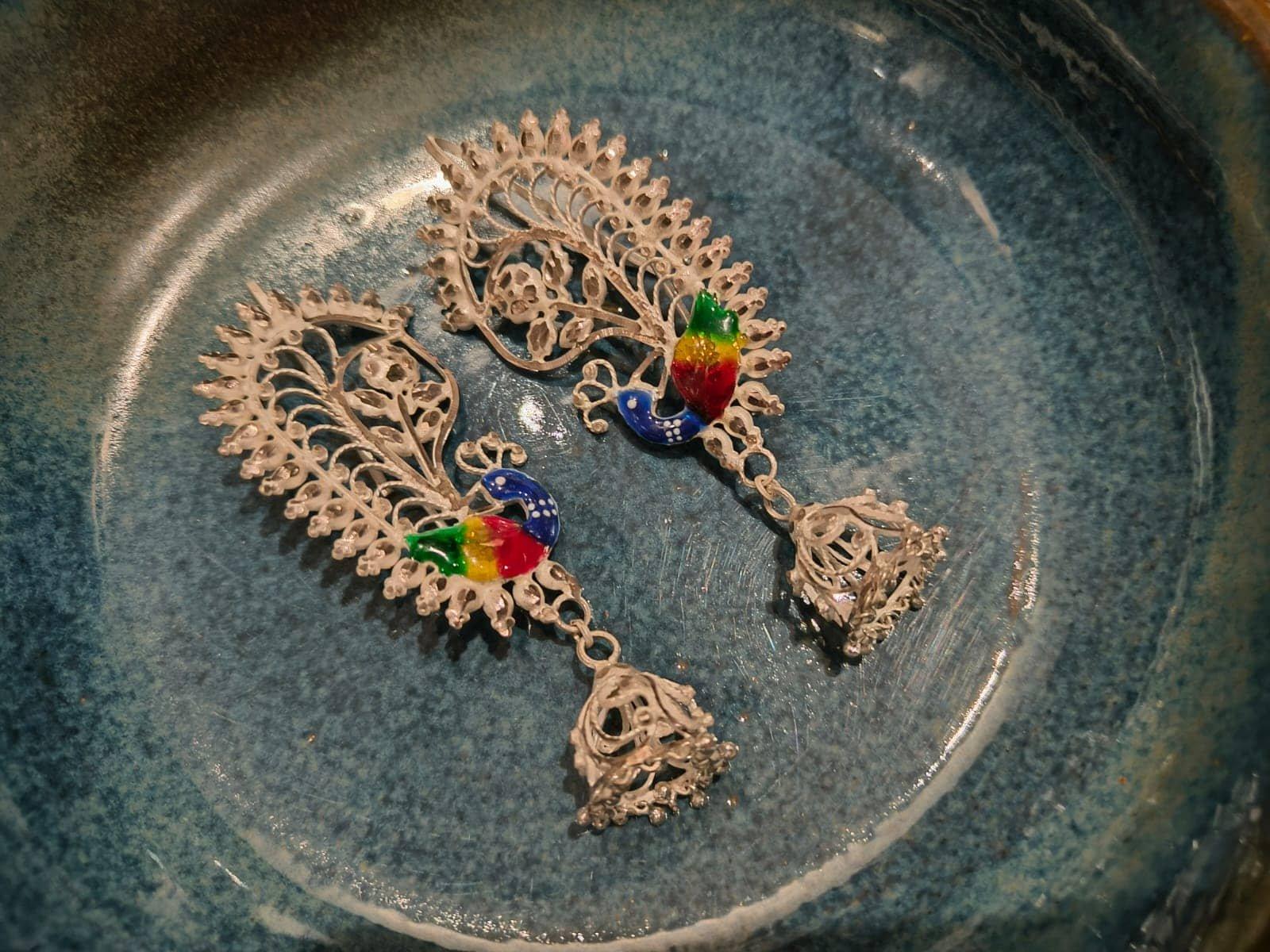 Meena Peacock Kaan Earring view 3