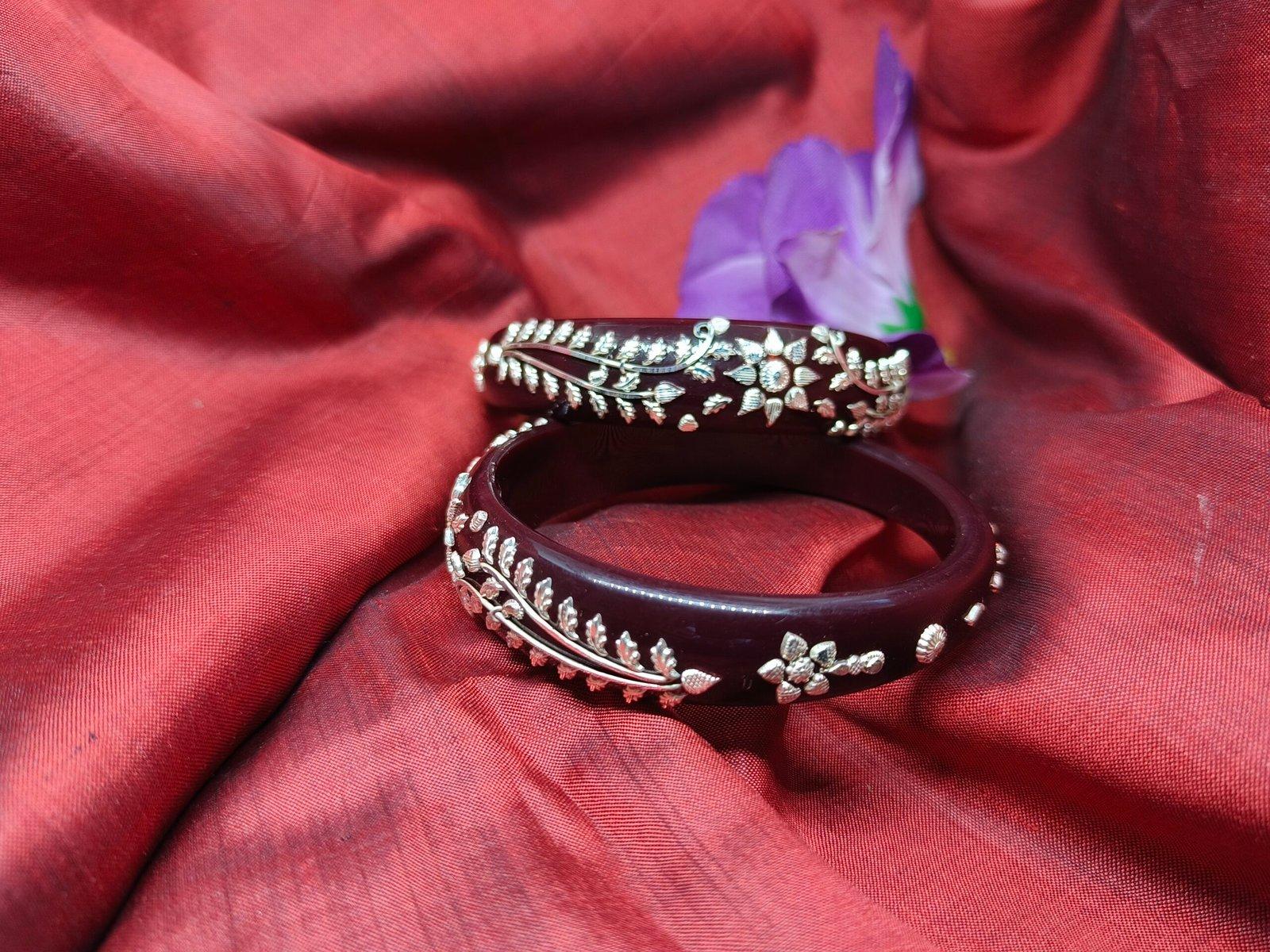 Mithi Silver Pola/Pola Badhano Dark Coffee Brown Size 2.5