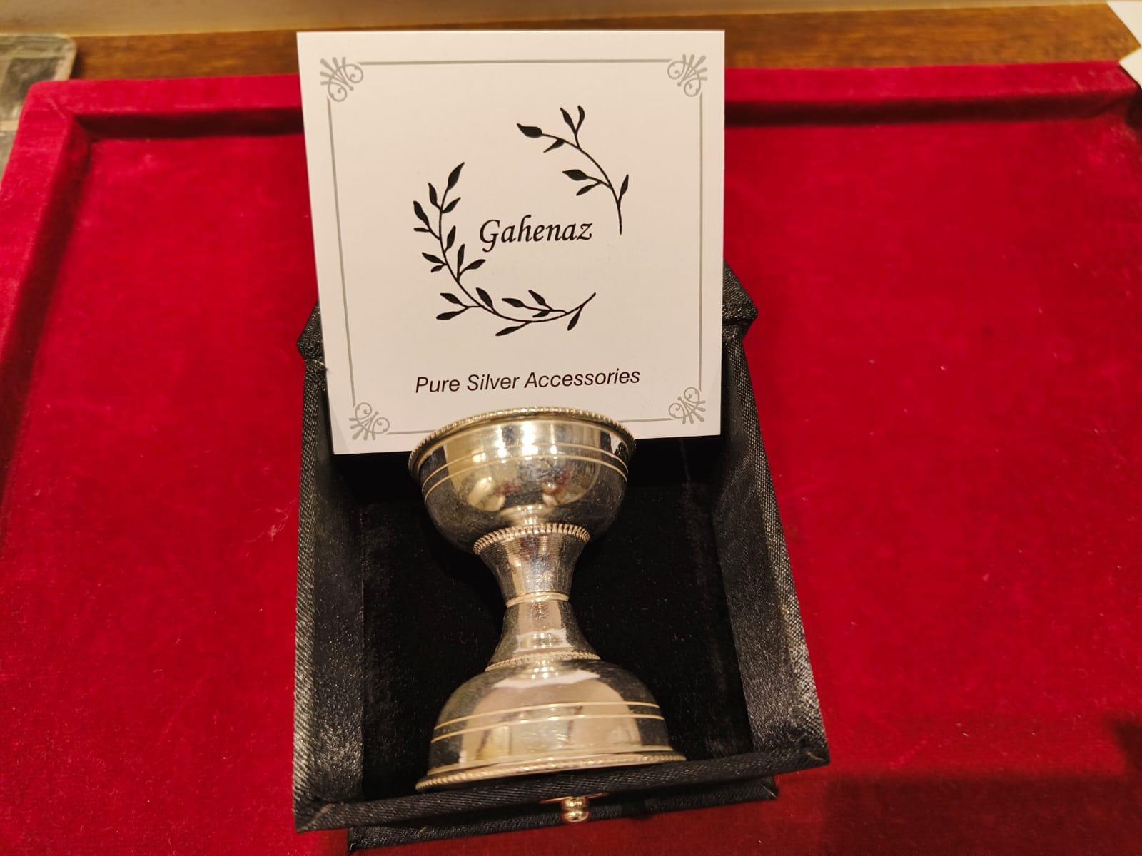 Silver Akhand Diya Round/Pradip view 3