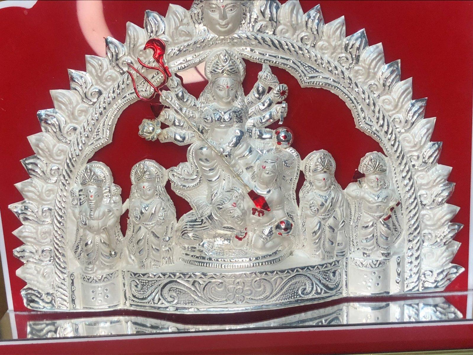 Silver Maa Durga Idol /Murti for Puja, Home decor, Gift view 2