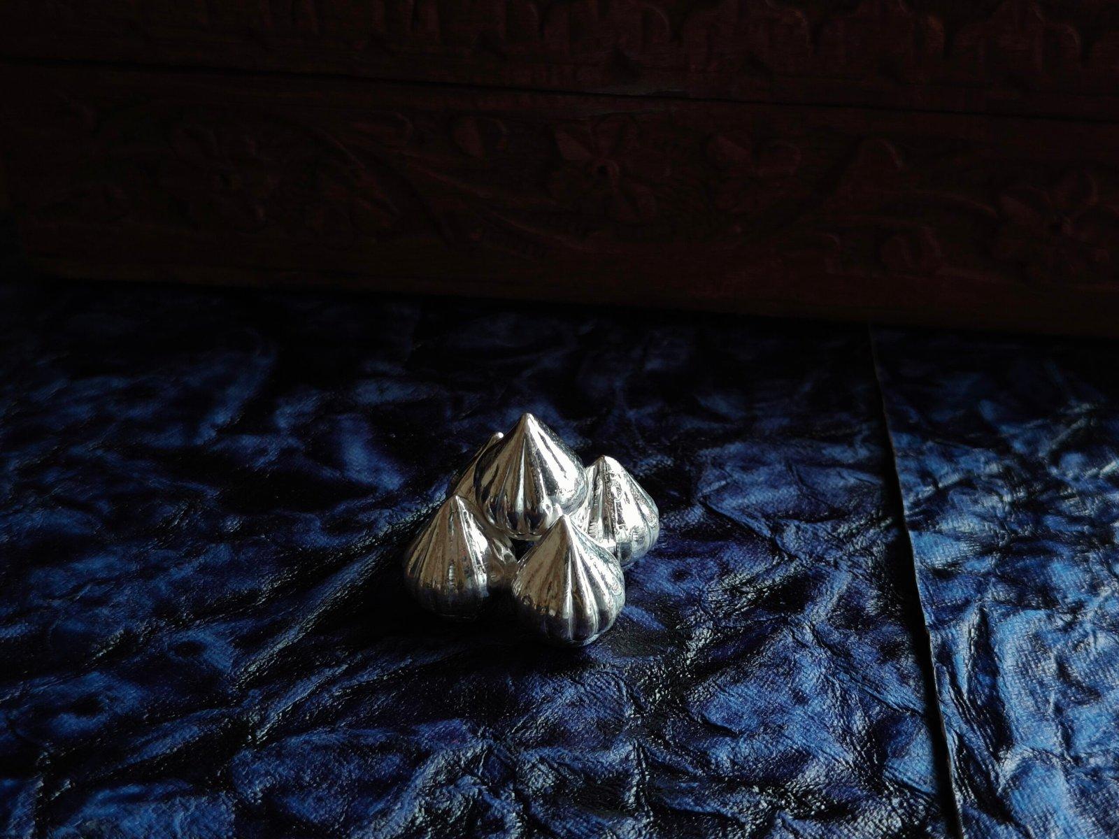 Silver Modak Pyramid for Ganesh Pooja view 2