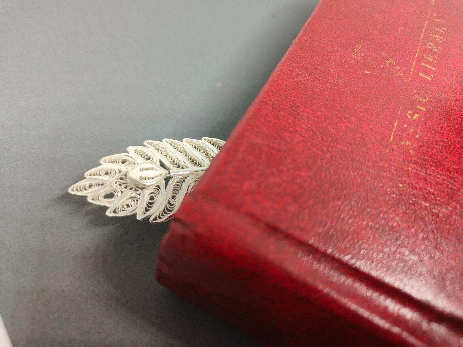 Unique Silver Feather Bookmark view 2