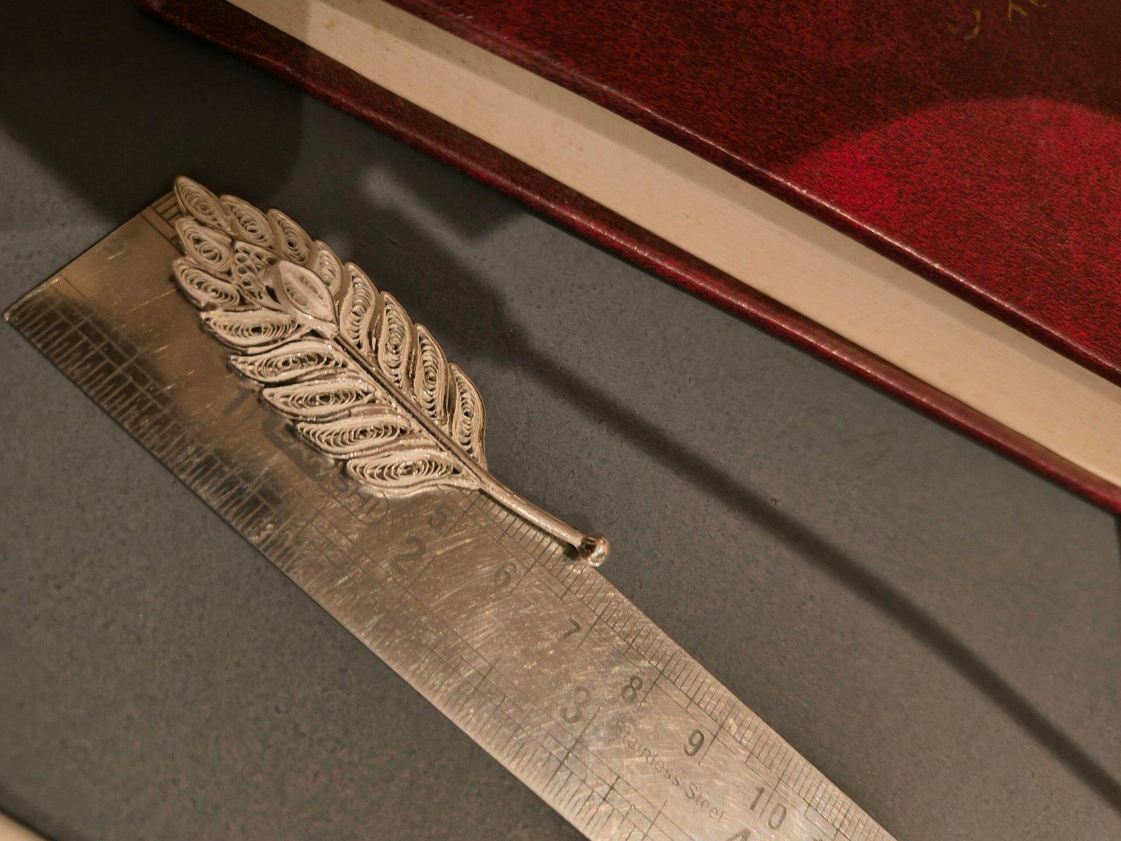 Unique Silver Feather Bookmark view 3